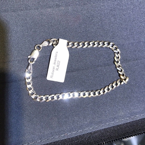 Bracelet Sterling Silver 925 CubanLink Chain Chain Claw Clasp Stamped 7" - Picture 1 of 4